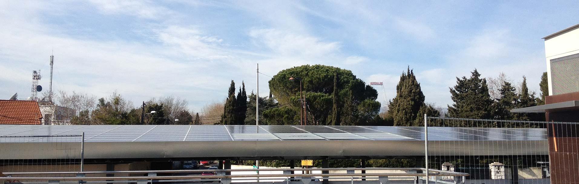 Ombrieres parking photovoltaiques coruscant gare Villeneuve loublet