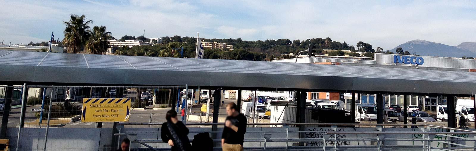 Ombrieres parking photovoltaiques coruscant gare Villeneuve loublet