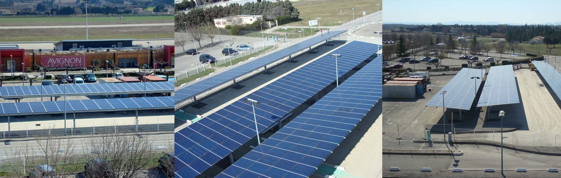 Aéroport Avignon parking avec ombrières solaire Coruscant